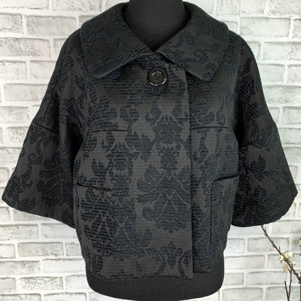 Nine West Brocade Floral Vintage Style Crop Jacket